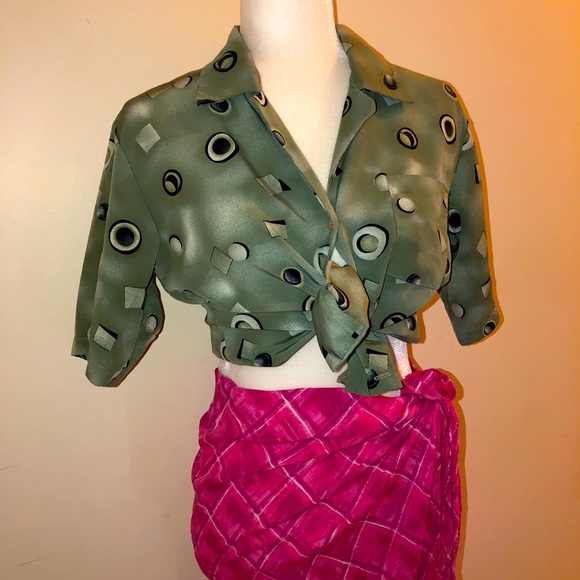 Vintage Abstract Print Short Sleeve Shirt - Picture 1 of 5